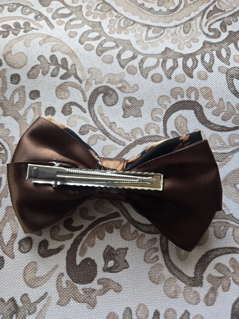 Girls Navy Grosgrain Bow & Brown Leopard Print Hair Bow Set
